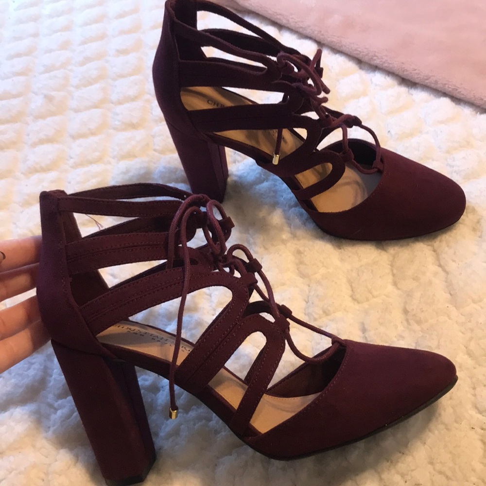 Maroon strappy heels